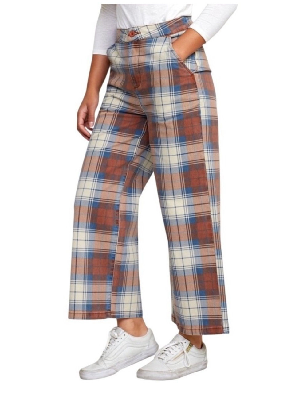 RVCA Wide Leg Plaid Pants